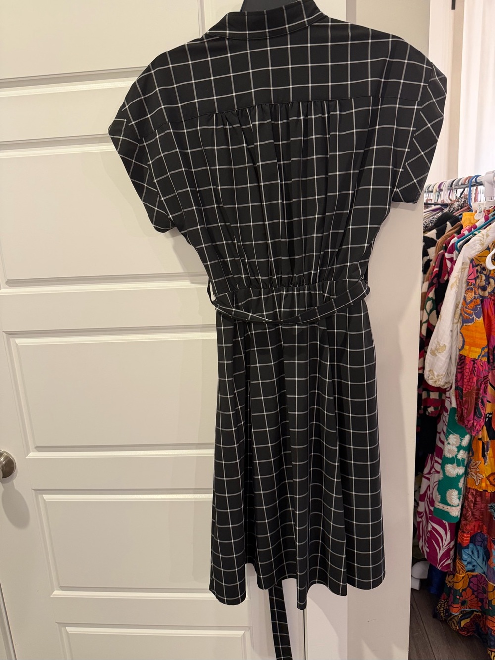 Calvin Klein Black Windowpane Dress Skirt with Tie Waist - Picture 5 of 5